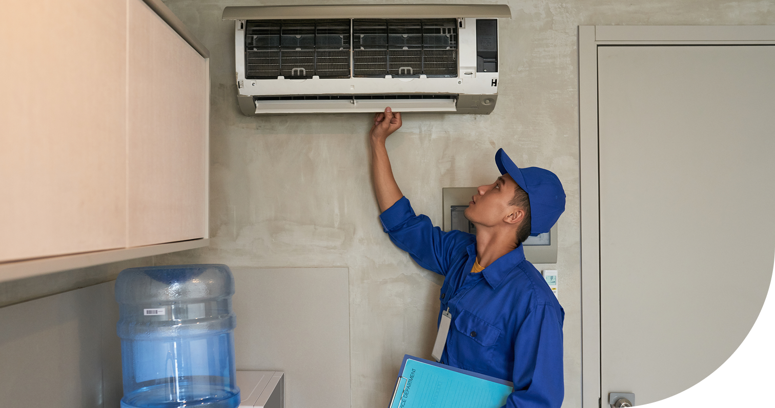 Professional service technician at work