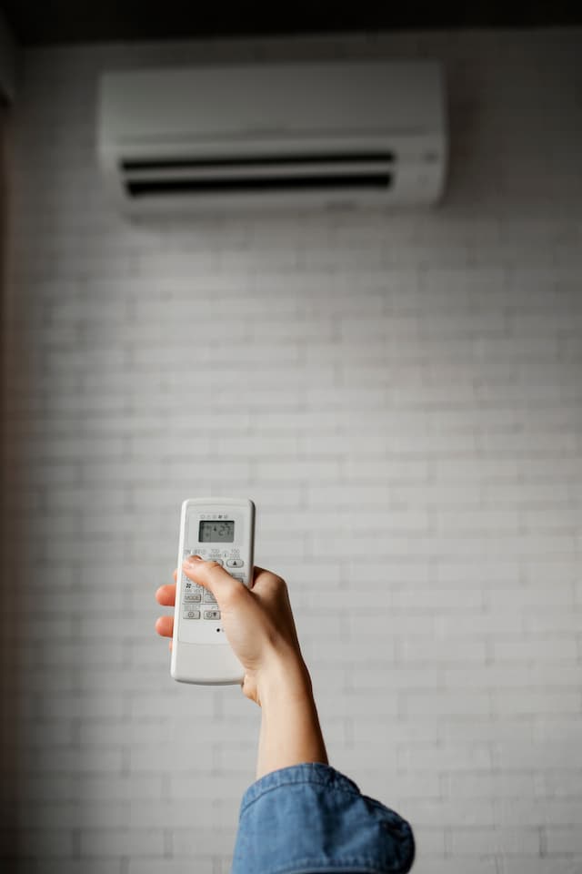 Customer controlling air conditioner with remote